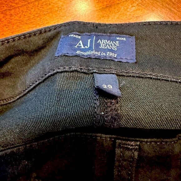 ARMANI JEANS J18 slim fit high waist lightweight jeans size 28 & 29 black color - Picture 7 of 10